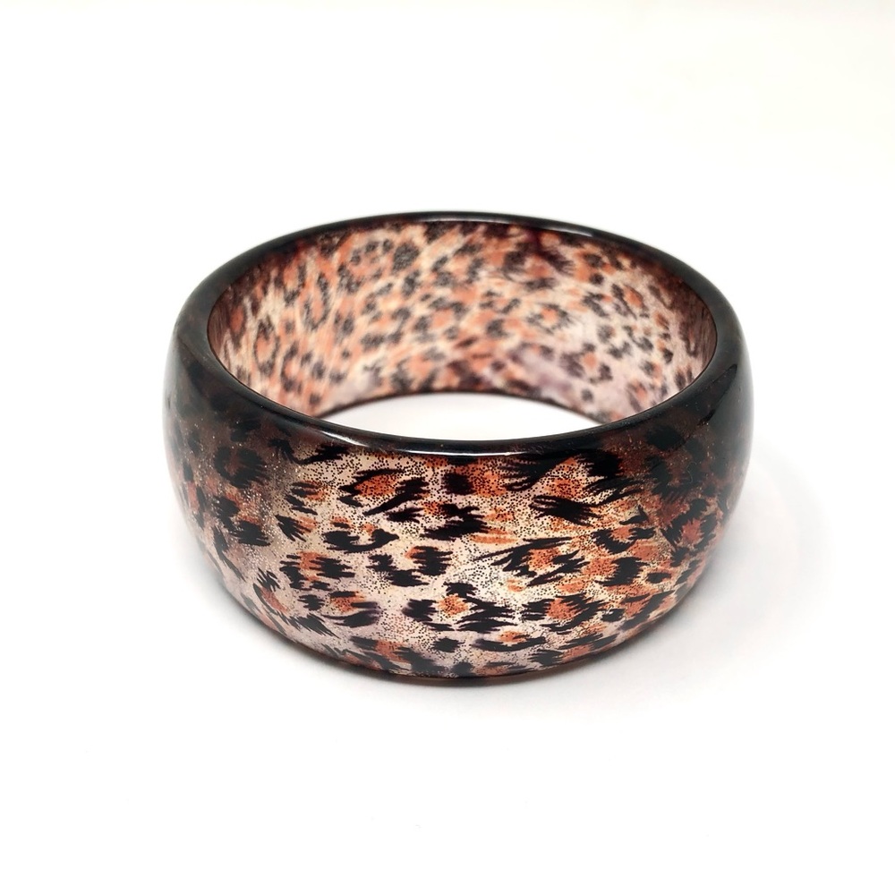 Vintage Lucite leopard print bangle bracelet